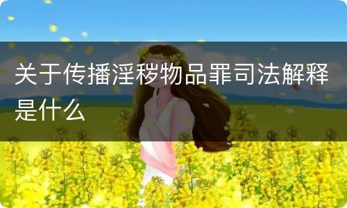 关于传播淫秽物品罪司法解释是什么