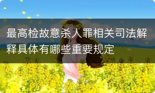 最高检故意杀人罪相关司法解释具体有哪些重要规定