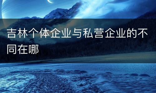 吉林个体企业与私营企业的不同在哪