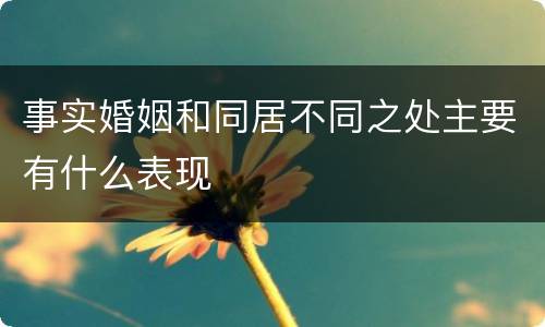 事实婚姻和同居不同之处主要有什么表现