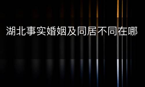湖北事实婚姻及同居不同在哪