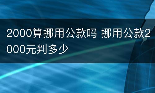 2000算挪用公款吗 挪用公款2000元判多少