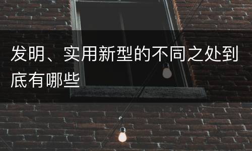 发明、实用新型的不同之处到底有哪些