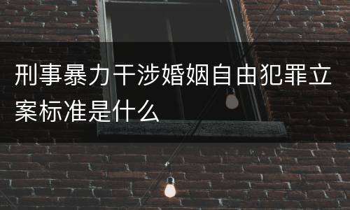 刑事暴力干涉婚姻自由犯罪立案标准是什么