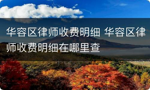 华容区律师收费明细 华容区律师收费明细在哪里查