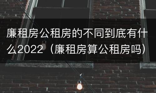 廉租房公租房的不同到底有什么2022（廉租房算公租房吗）