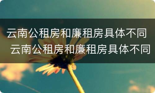 云南公租房和廉租房具体不同 云南公租房和廉租房具体不同吗