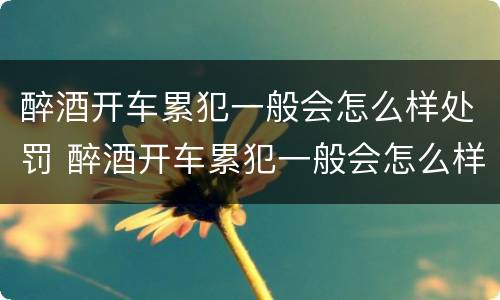 醉酒开车累犯一般会怎么样处罚 醉酒开车累犯一般会怎么样处罚呢