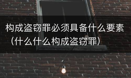 构成盗窃罪必须具备什么要素（什么什么构成盗窃罪）