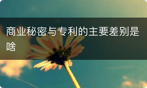 商业秘密与专利的主要差别是啥