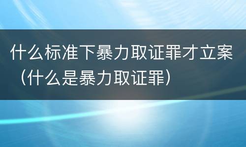 什么标准下暴力取证罪才立案（什么是暴力取证罪）