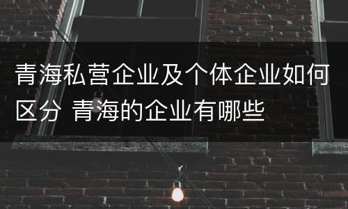 青海私营企业及个体企业如何区分 青海的企业有哪些
