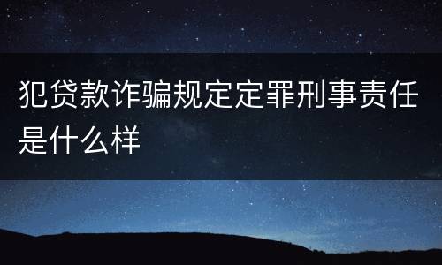 犯贷款诈骗规定定罪刑事责任是什么样