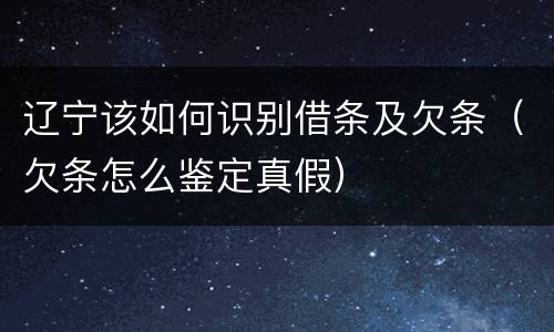 辽宁该如何识别借条及欠条（欠条怎么鉴定真假）