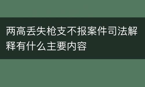 两高丢失枪支不报案件司法解释有什么主要内容