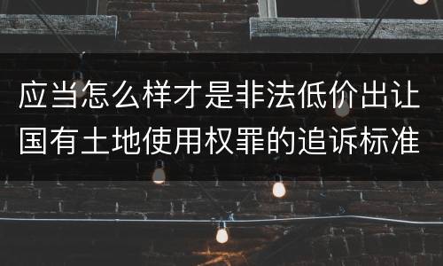 应当怎么样才是非法低价出让国有土地使用权罪的追诉标准
