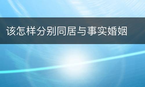该怎样分别同居与事实婚姻