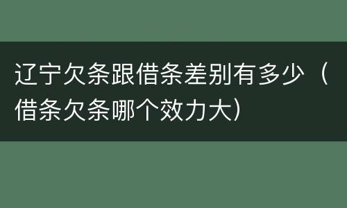 辽宁欠条跟借条差别有多少（借条欠条哪个效力大）