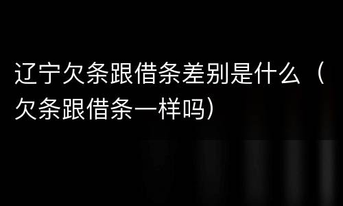 辽宁欠条跟借条差别是什么（欠条跟借条一样吗）