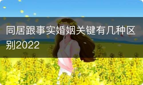 同居跟事实婚姻关键有几种区别2022