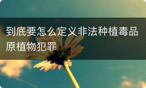 到底要怎么定义非法种植毒品原植物犯罪