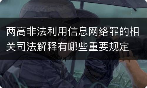 两高非法利用信息网络罪的相关司法解释有哪些重要规定
