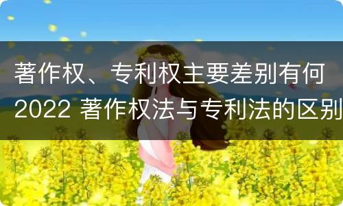 著作权、专利权主要差别有何2022 著作权法与专利法的区别
