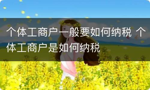个体工商户一般要如何纳税 个体工商户是如何纳税