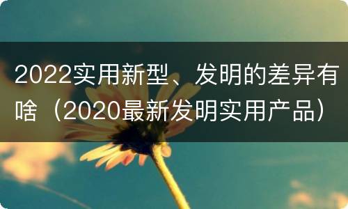 2022实用新型、发明的差异有啥（2020最新发明实用产品）