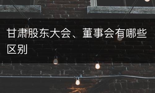 甘肃股东大会、董事会有哪些区别