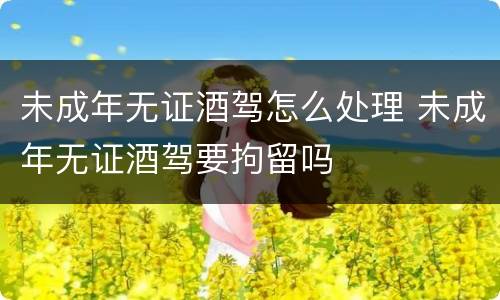 未成年无证酒驾怎么处理 未成年无证酒驾要拘留吗