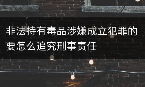 非法持有毒品涉嫌成立犯罪的要怎么追究刑事责任