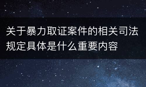 关于暴力取证案件的相关司法规定具体是什么重要内容