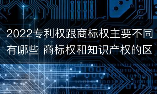 2022专利权跟商标权主要不同有哪些 商标权和知识产权的区别