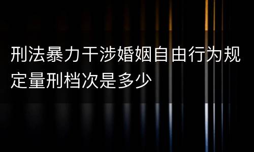 刑法暴力干涉婚姻自由行为规定量刑档次是多少