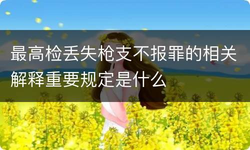 最高检丢失枪支不报罪的相关解释重要规定是什么