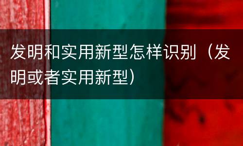 发明和实用新型怎样识别（发明或者实用新型）