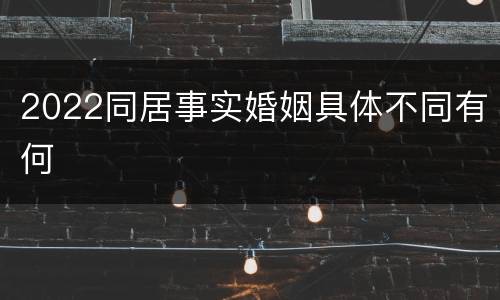 2022同居事实婚姻具体不同有何