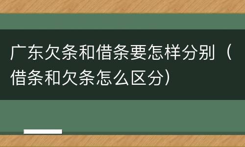 广东欠条和借条要怎样分别（借条和欠条怎么区分）
