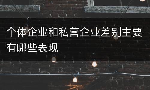 个体企业和私营企业差别主要有哪些表现