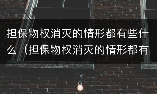 担保物权消灭的情形都有些什么（担保物权消灭的情形都有些什么呢）