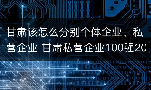 甘肃该怎么分别个体企业、私营企业 甘肃私营企业100强2018