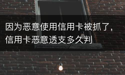 因为恶意使用信用卡被抓了,信用卡恶意透支多久判