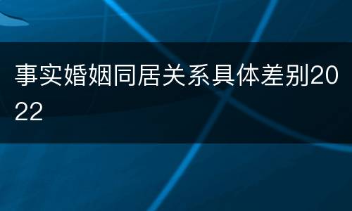 事实婚姻同居关系具体差别2022