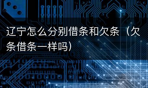辽宁怎么分别借条和欠条（欠条借条一样吗）