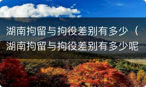 湖南拘留与拘役差别有多少（湖南拘留与拘役差别有多少呢）