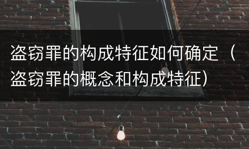 盗窃罪的构成特征如何确定（盗窃罪的概念和构成特征）