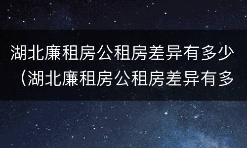 湖北廉租房公租房差异有多少（湖北廉租房公租房差异有多少个）