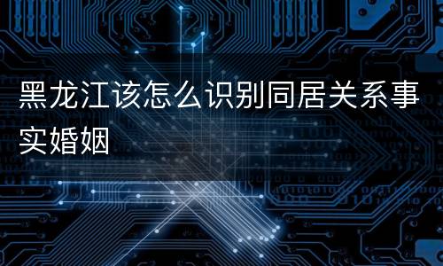 黑龙江该怎么识别同居关系事实婚姻