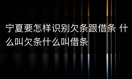 宁夏要怎样识别欠条跟借条 什么叫欠条什么叫借条
